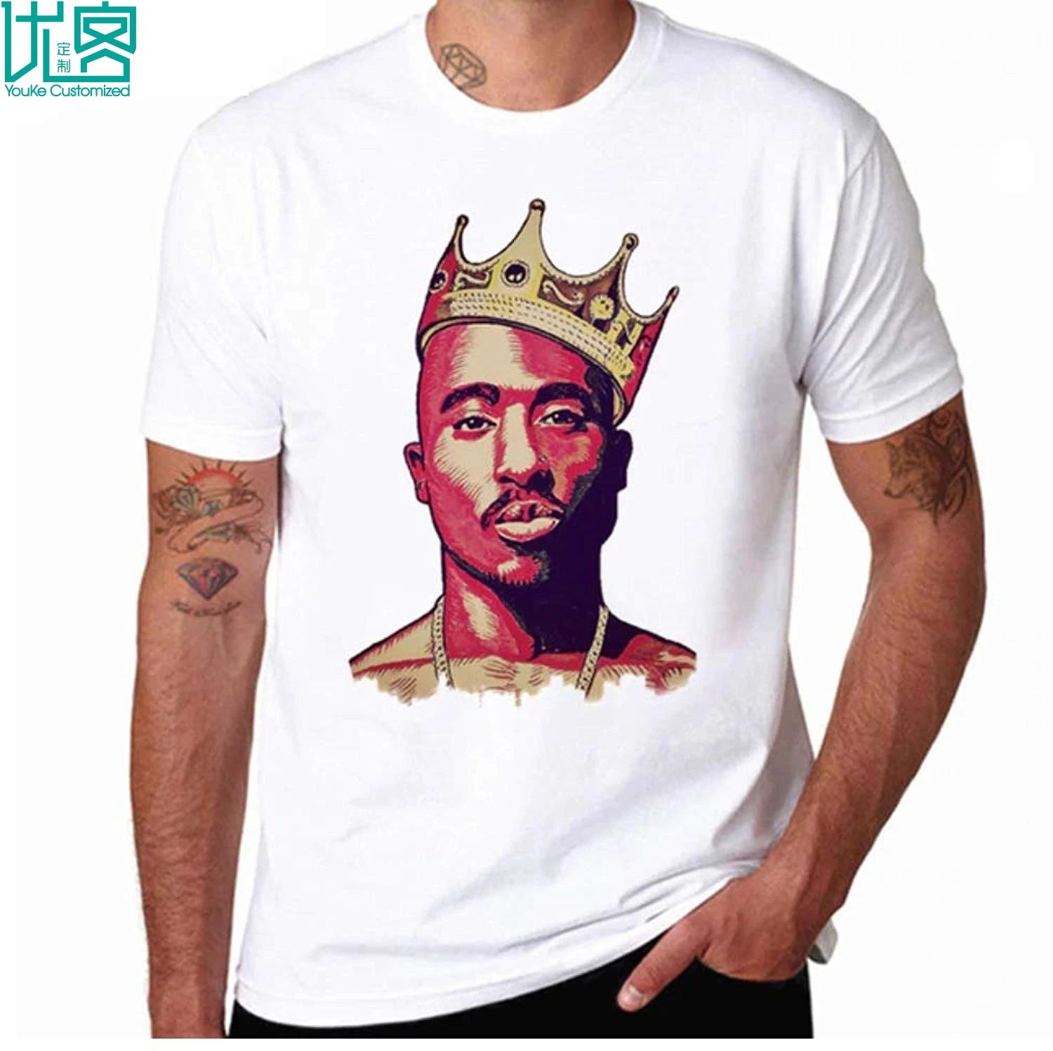 King 2pac Graphic Tee Rapper Clothes 