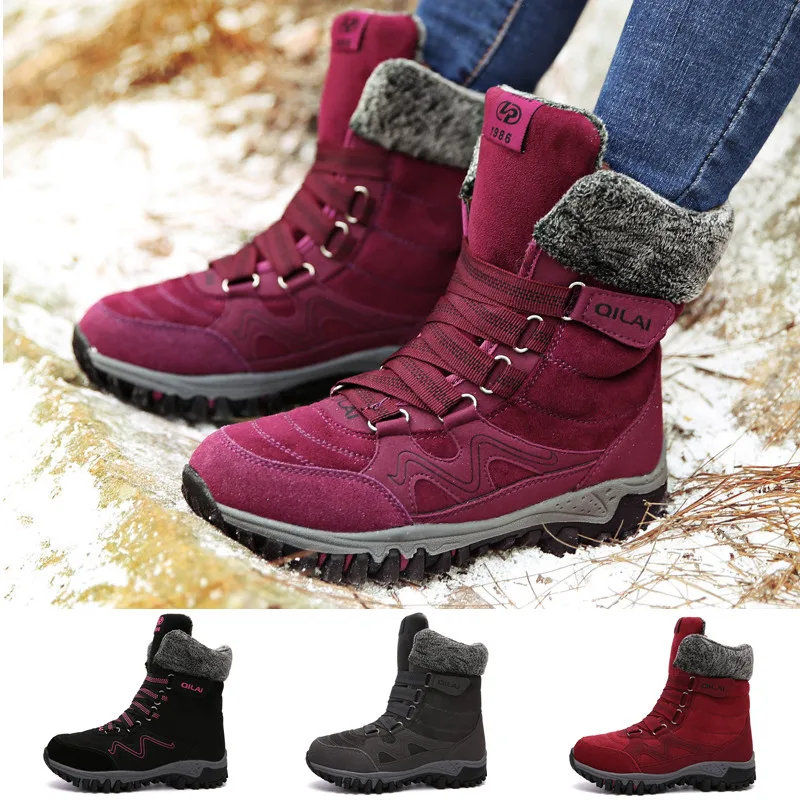 

Womens Fashion Winter Warm Snow Boots Mid Calf Outdoor Walking Non-Slip Shoes