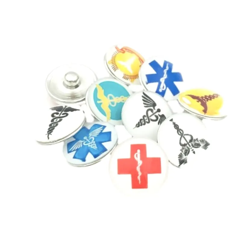 30PCS/LOT Glass RN medical symbol snap button jewelry for 18mm charm bracelet | Украшения и аксессуары