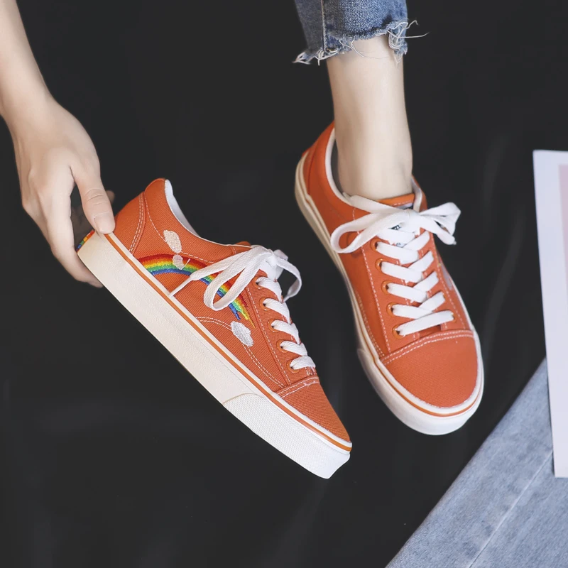 orange casual shoes