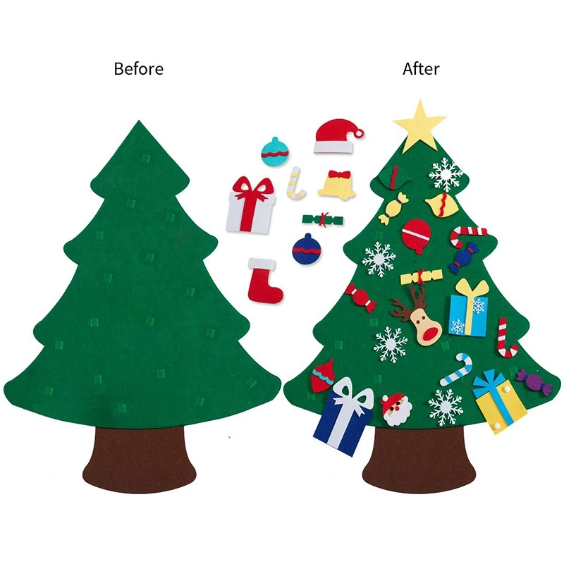 Креативные DIY фетровые Рождественские Елочные подарки на год детские игрушки искусственное дерево настенные подвесные украшения Рождественское украшение для дома