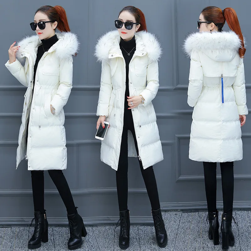 

Down Feather Cotton-padded Clothes Female Winter Mid-length 2019 New Style Fashion Korean-style Large Fur Collar Cotton Coat Cot