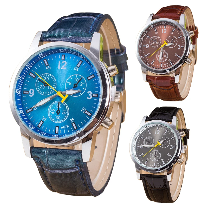 Reloj con correa de cuarzo para hombre, accesorio masculino con mecanismo automático de correa de cuero mecánico en color blanco y negro