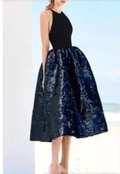Reflective Sequined Halter Tea Length A Line Homecoming Dresses With Sexy Open Back Special Occasion Dresses With Zipper