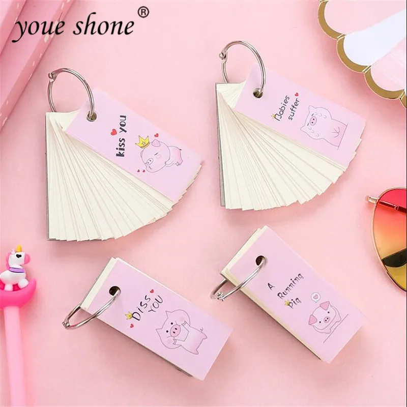 

1PCS Piggy Buckle Memo Pad Mini Thick Lron Ring Loose-Leaf Portable Blank Message Memo Memo Pad Small Notebook Student Notebook