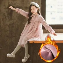 Платье для девочек; Детские платья для девочек; платье принцессы; костюм для детей; vestidos de fiesta de noche; зимняя бархатная одежда; сохраняющая тепло