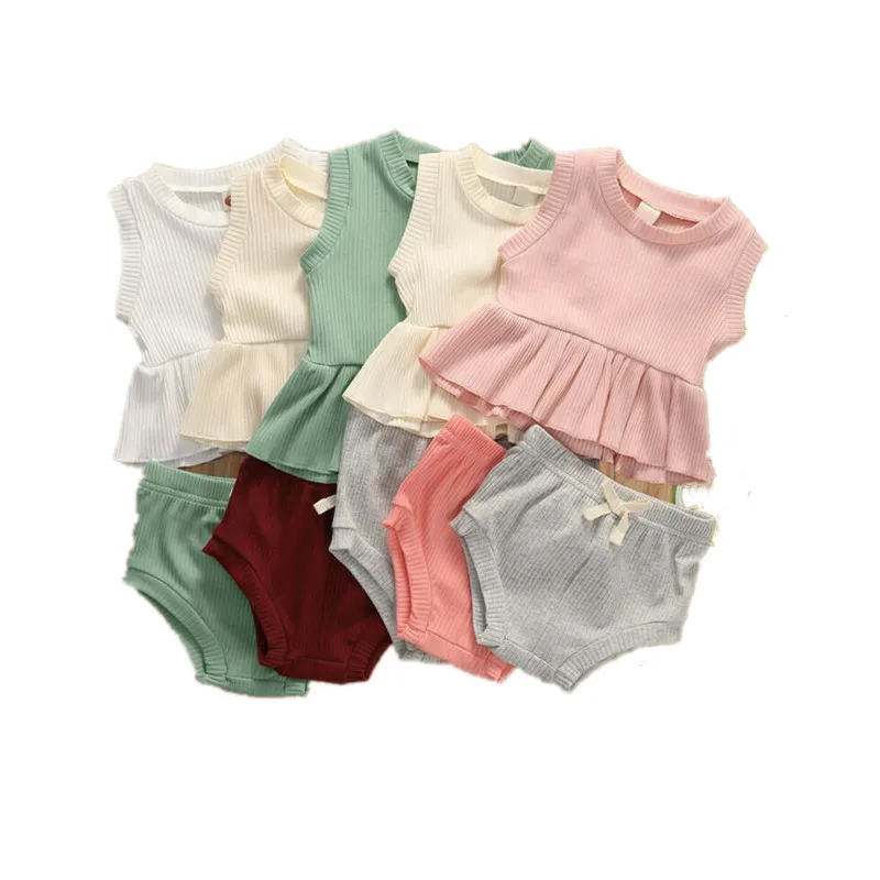 

Pudcoco 2PCS Baby Girls Clothes Casual Solid Ruffle T-shirt Top + Pants Shorts Infant Clothing Outfit Summer Newborn Clothes