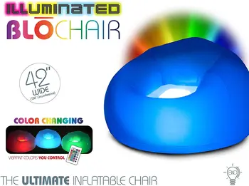 

Bean Bag Inflatable Chair, Illuminated LED 43" Wide Inflatable Chair with Multicolor Lights Indoor/Outdoor Furniture for Parties