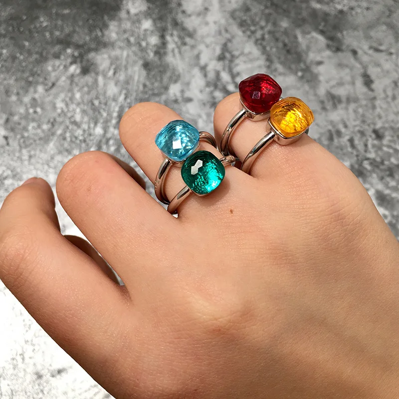 

Fashion S925 sterling silver women jewelry square stone candy ring for girls wedding gift