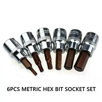 

6pcs Allen Key Socket Metric Hex Bit For 3/8in Drive Ratchet H3-H10 Supplies