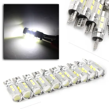 

10pcs HID White Can-bus T10 10-SMD LED Backup Reverse Light Bulbs W5W 192 921 2825 Replacement Lighting Bulb