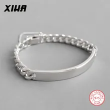 Смайлик простой панцирной кубинской цепи браслеты для женщин девушек из натуральной 925 пробы серебряные дизайнерские ювелирные изделия роскошный персонализированный браслет
