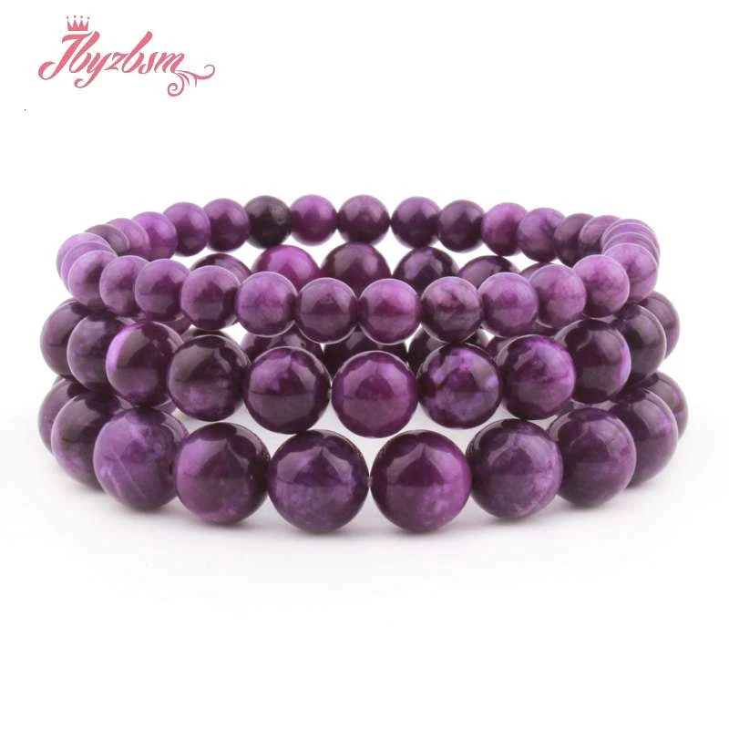 Charoite Jade Круглый камень браслет: Шушан Агаты бирюзой вулканической лавы Натуральные Бусы для Для женщин Chritmats модные украшения подарок браслет 6/8/10 мм 7" - Окраска металла: Charoite Jade