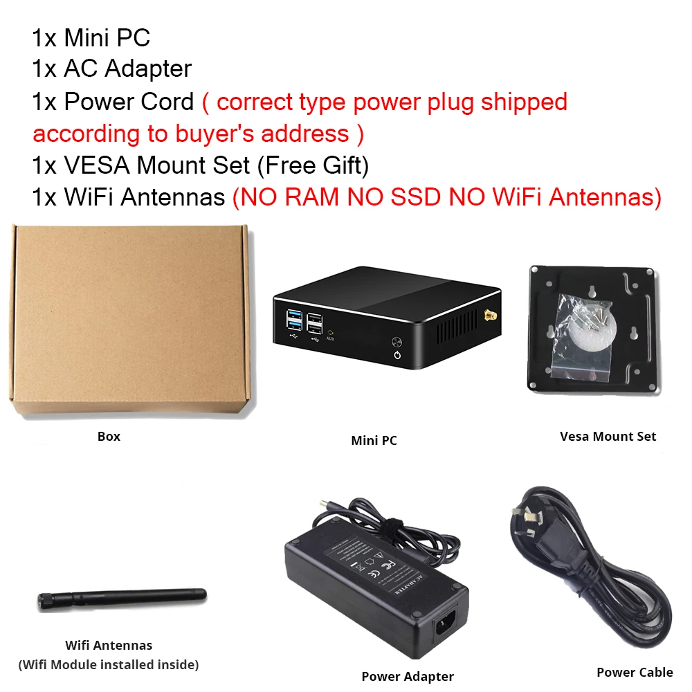 XCY Mini PC 8th Intel Core i7 8565U i5 Processor DDR4 RAM DP HDMI M.2 SSD Win 10 Linux 4K UHD HTPC Desktop Nettop Computer Nuc-5
