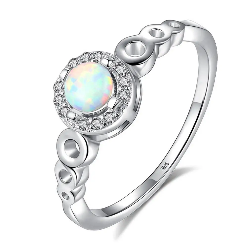 

925 Sterling Silver Heart-shaped White/Blue/Green Fire Opal Rings for Women Fashion Jewelry Birthstone Ring Fine Jewelry