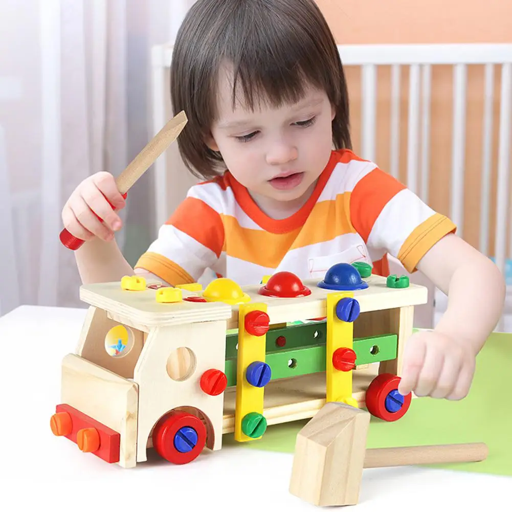  Disassembly Nut Screw Car Wooden Split Assembled Tool Combination Toy Car Interactive Teaching Aid - 4000410853516