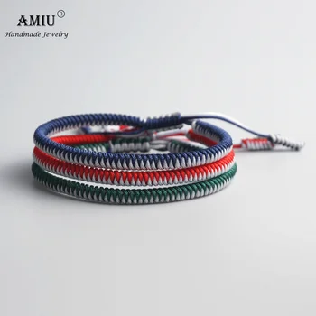 

AMIU 3PCS Color Tibetan Buddhist Good Lucky Charm Tibet Bracelets & Bangles For Women And Men Handmade Knots Rope Bracelet