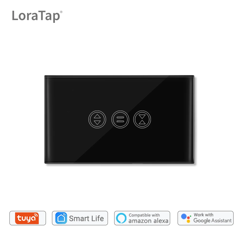 Black WiFi Curtain Switch Tuya App Remote Control Electrical Roller Shutter Blind Voice Control Google Home Amazon Alexa