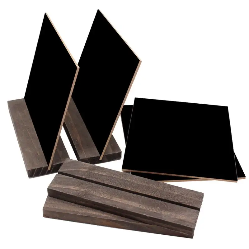 

Wooden Mini Blackbord 4pcs Set With4 Chalks Wood Base Stand Rustic Style Tabletop Chalkboard Small Sign Name Card