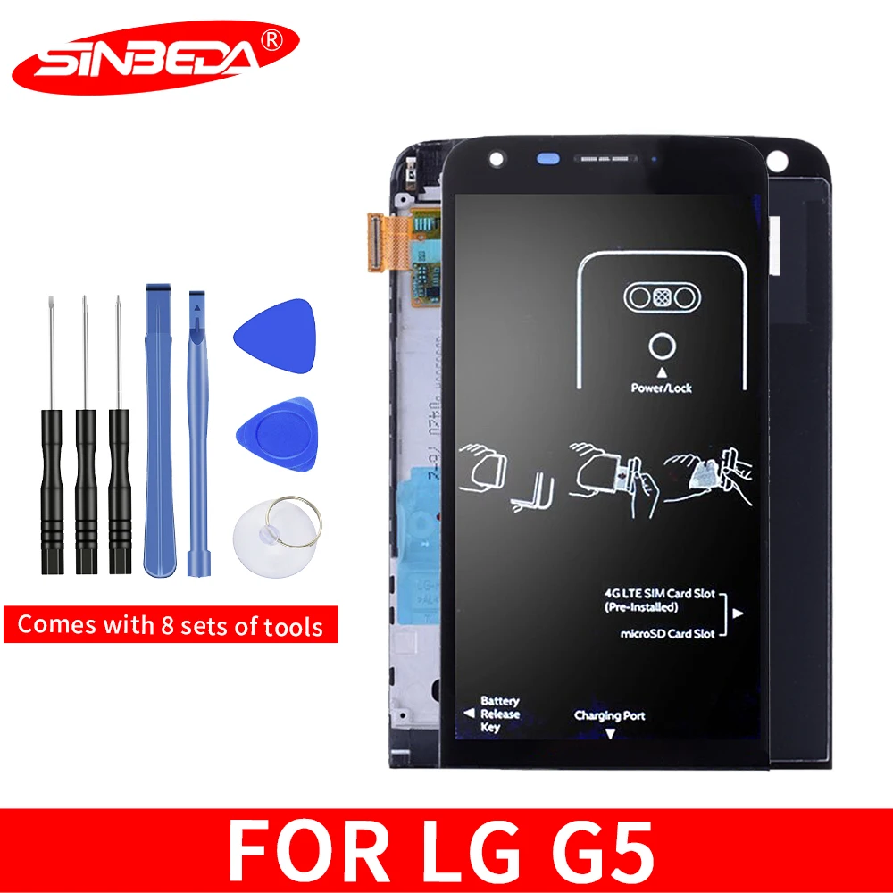 

Sinbeda 5.3"100% New for LG G5 LCD Display Touch Screen Digitizer with Frame Replacement H850 H840 H860 F700 For LG G5 Display