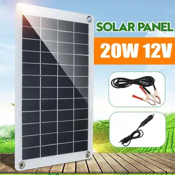 

Semi-flexible Solar Panel 20W Solar Cell Cell Module DC With Car Charger for Car Yacht Light RV 12V Battery Boat Outdoor Charger