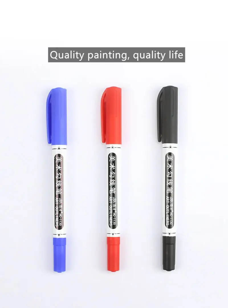 Doppelspitze, wasserfest, permanent, Doppelspitze, 0,5/1,0 mm Spitze, feine und ultrafeine Spitzen, schwarz, blau, rot, Kunstmarkierungsstifte, Büromaterial – Detail 4