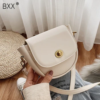 

[BXX] Solid Color Small PU Leather Saddle Bags For Women 2020 Autumn Simple Shoulder Handbags Female Travel Crossbody Bag HO108