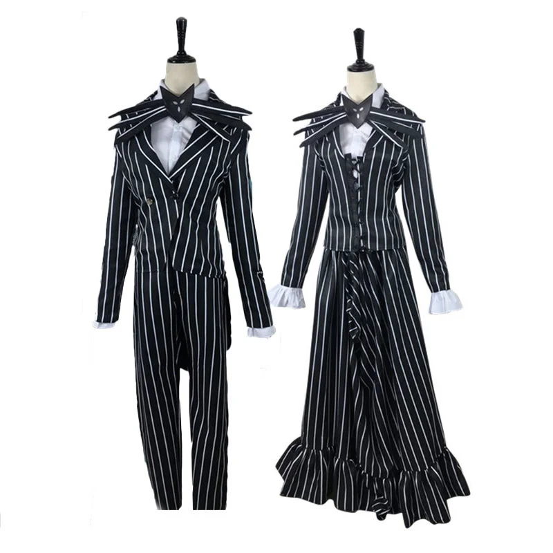 

Christmas Party Role Play Clothing Unisex Adult Fancy Uniforms Jack Skellington Cosplay Costume Halloween Carnival Outfits