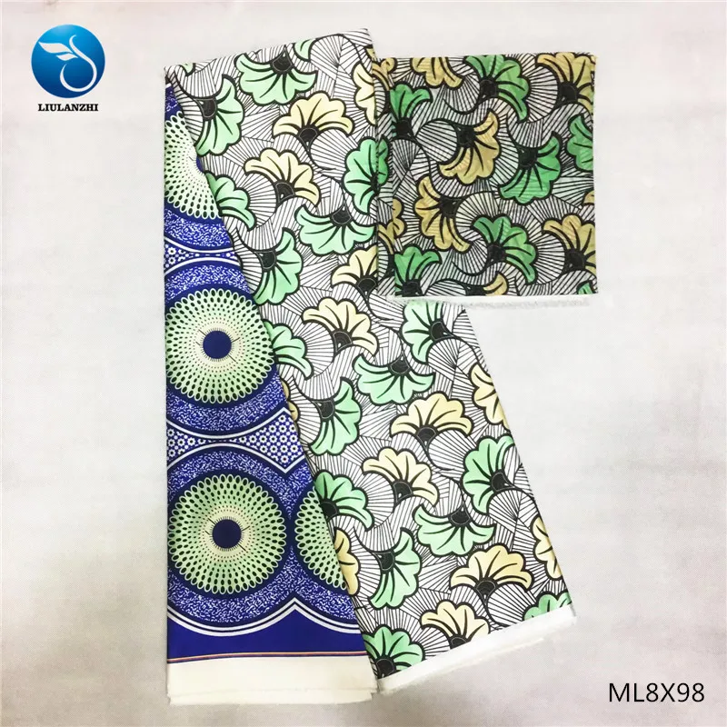 LIULANZHI Шелковый воск ткани Лидер продаж африканская атласная ткань 4+ 2 ярдов/партия атласная ткань с принтом для платья ML8X