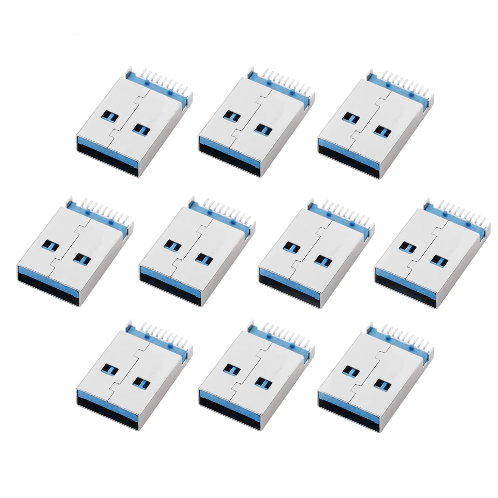 

10PCS USB 3.0 A Type Male Plug Connector High-speed Data Transmission USB 3.0 Jack Charging Socket Soldering