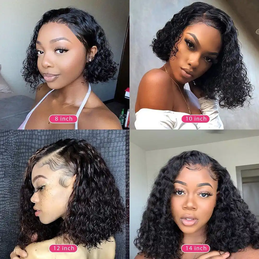 Deep Wave Short Bob Wigs For Black Women Brazilian Bob Lace Front Wigs Pre Plucked Deep Curly Human Hair Wigs Alipearl Hair