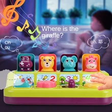 Música ligera para entrenamiento de memoria, juguete interactivo con forma Pop Up, animales, niños pequeños, juguetes de Educación Temprana, juego de rompecabezas, Peekaboo divertido