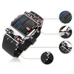 Reloj electrónico binario para hombre, cronógrafo de linterna colorida, deportivo, LED, estudiante, 1 pieza, nuevo
