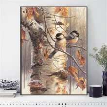 HUACAN Набор для вышивки крестиком, наборы для полной вышивки, дерево и птица, животные, белый холст, 14CT, сделай сам, домашний декор 40х50см HUACAN Набор для вышивки крестиком, наборы для полной вышивки, дерево и птица, животные, белый холст, 14CT, сделай сам, домашний декор 40х50см