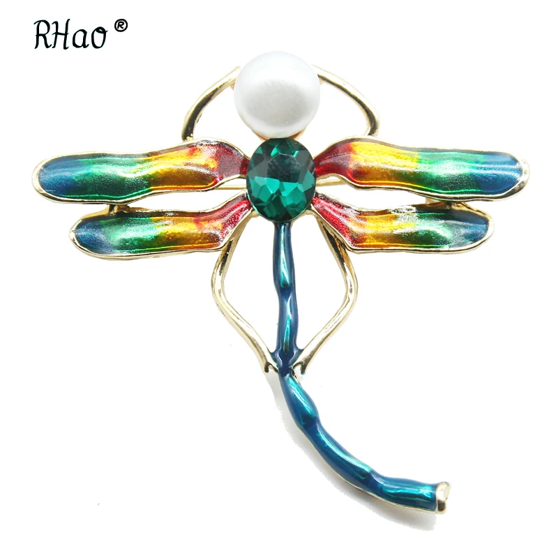 RHao эмаль нескольких цветов булавки &quotСтрекоза&quot летающие Броши с насекомыми