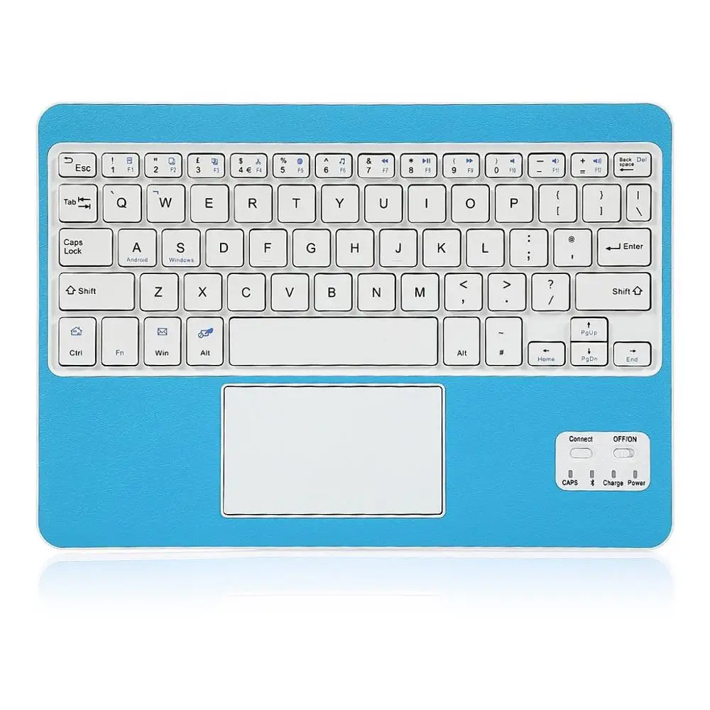 10 дюймов Беспроводной Bluetooth клавиатура с тачпадом uninversal для Windows& Android Системы планшет QWERTY клавиатура AZERTY - Цвет: Sky Blue