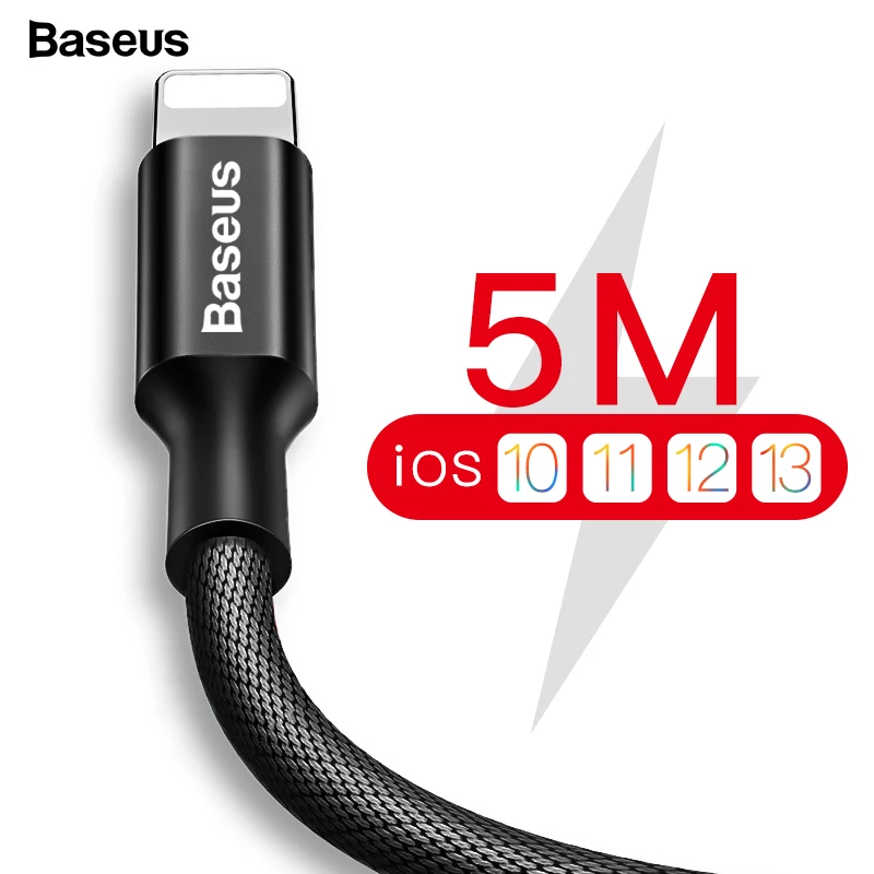 USB кабель Baseus для iPhone 11 Pro Xs Max Xr X 8 7 6 6s 5S se iPad быстрое зарядное устройство кабель для передачи данных кабель для мобильного телефона 3 м 5 м USB кабель Baseus для iPhone 11 Pro Xs Max Xr X 8 7 6 6s 5S se iPad быстрое зарядное устройство кабель для передачи данных кабель для мобильного телефона 3 м 5 м