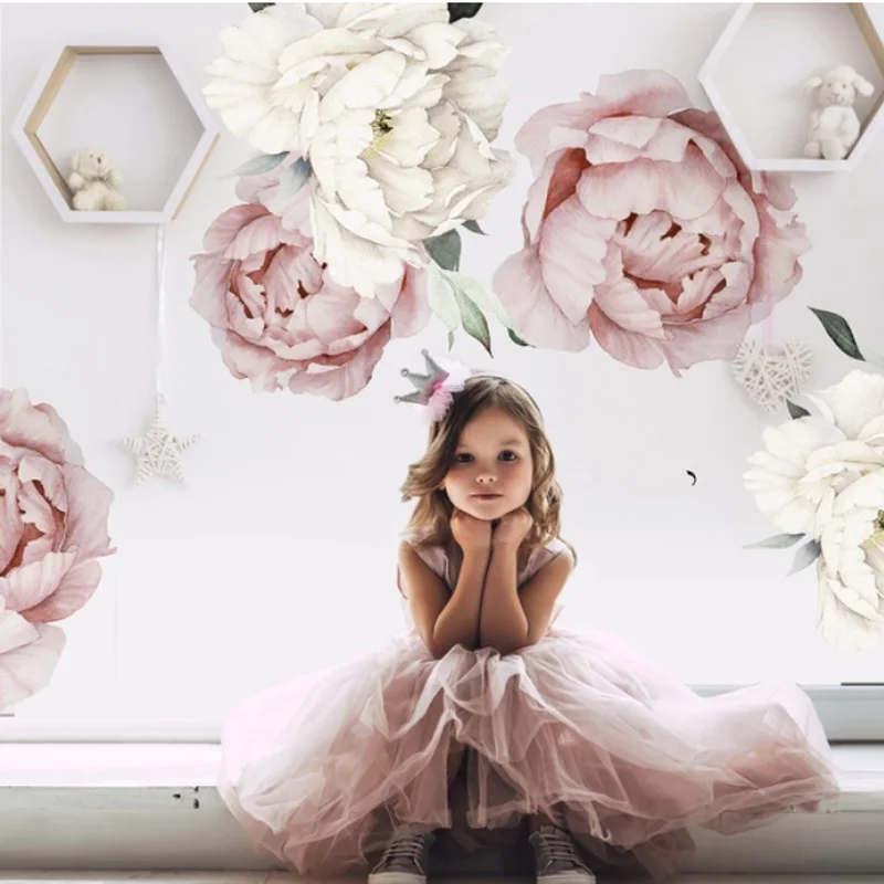 

Flowers Acrylic Wall Sticker Family Window Bathroom Beautiful Self-Sticking Decoration Wall Sticker Fashion Peony