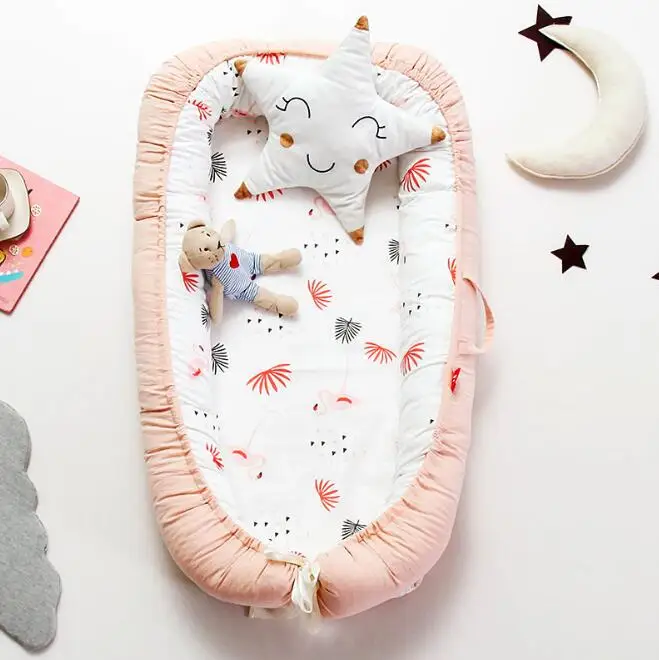 Детская корзина для сна, переносная детская кроватка для новорожденных, защитные бамперы из хлопка, матрас для кровати YHM008 - Цвет: YHM008D