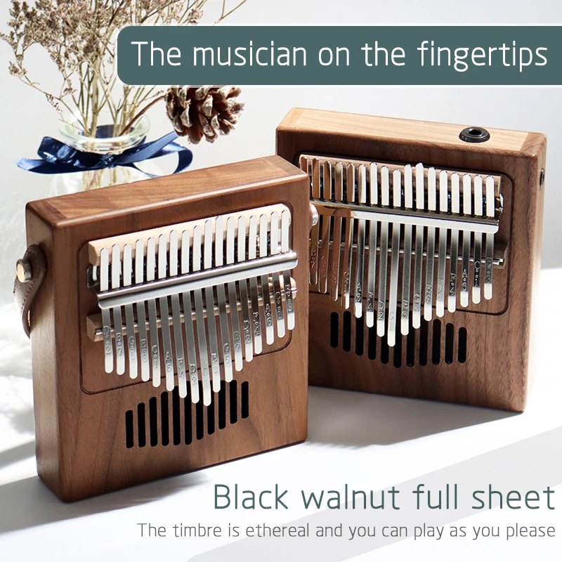 

17 Keys Thumb Piano EQ kalimba Mahogany Wood Link Speaker Electric Pickup with Bag Cable Tuner Hammer For Beginner