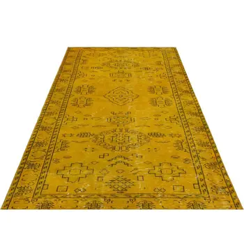 

Handmade Yellow Vintage Overdyed Turkish Area Rug 151x266 Cm-4'11''X8'9''