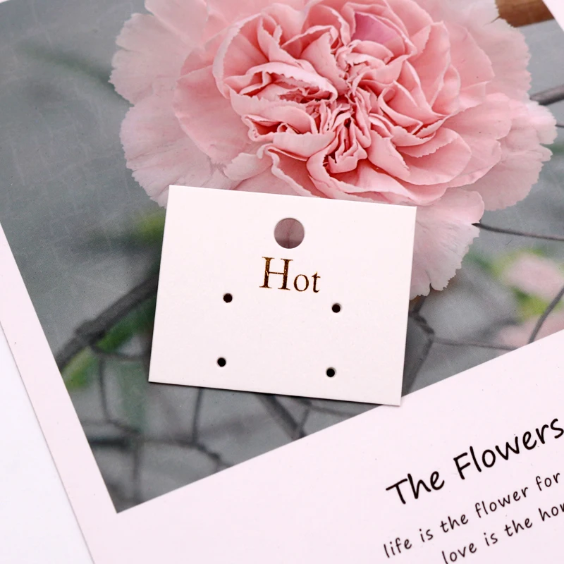 2021 Earrings Rings Cards Golden Printing Paper Jewelry Ear Drops Packaging Card 5x4cm Thick Stud Display Holder | Украшения и