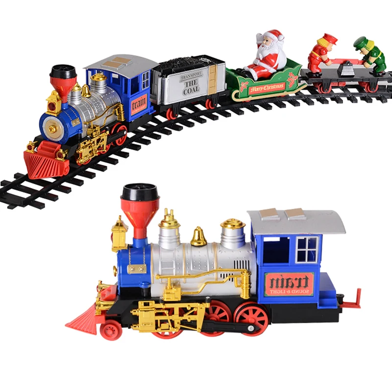 Christmas Electric Rail Car Steam Train Santa Claus Track Simulation Smoke Light Music Children's Birthday/Christmas Gifts Toy |