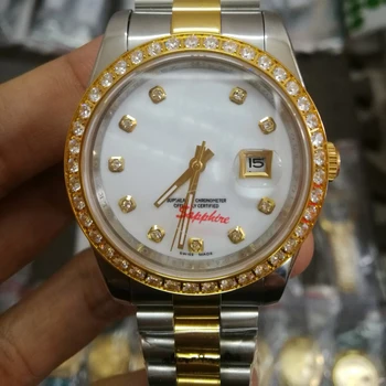 

luxury men 36mm automatic mechanical watch No Shell face battery sweeping AAA Date JUST stainless steel watches 2813