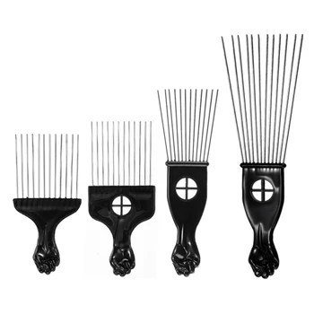 

1PCS Wide Teeth Salon Black Metal Hair Comb Insert Curly Hairbrush Afro Hair Comb Brushes For Hairdressing Styling Tool