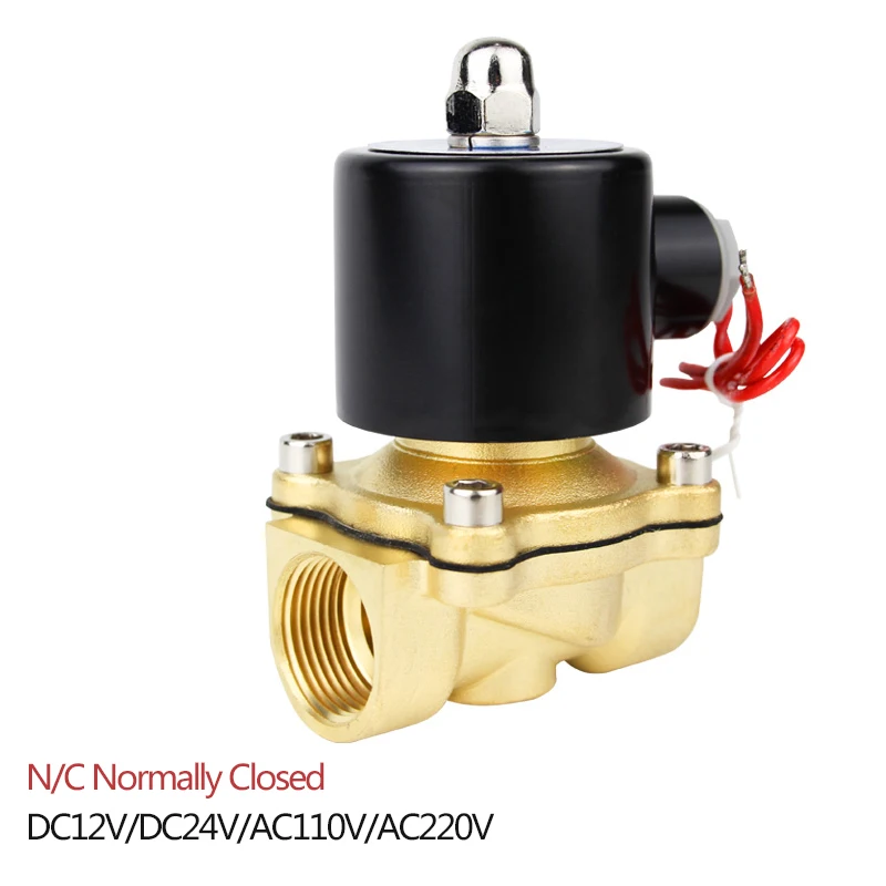 1/4" 3/8" 1/2" 3/4" 1" Brass Electric Solenoid Valve DN08 DN10 DN15 DN20 DN25 N/C Pneumatic Valve for Water Oil Air 12V/24V/220V