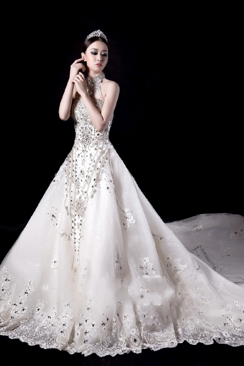 Vestidos de Noiva свадебное платье принцессы кружевное 2019 роскошное Кристальное свадебное платье на заказ Королевское бальное платье для