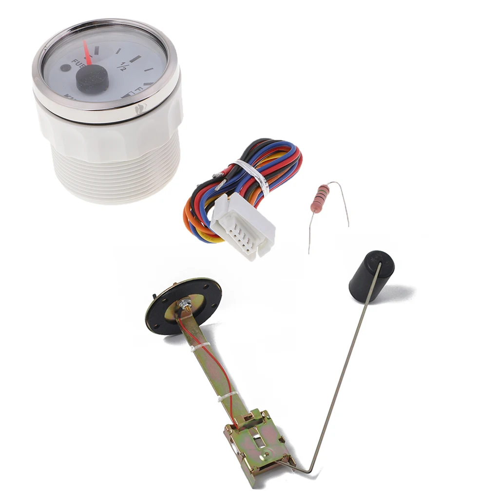 2'' Mechanical Car Fuel Level Gauge White Face Boat Meter E-1/2-F Fuel level - Universal Fit