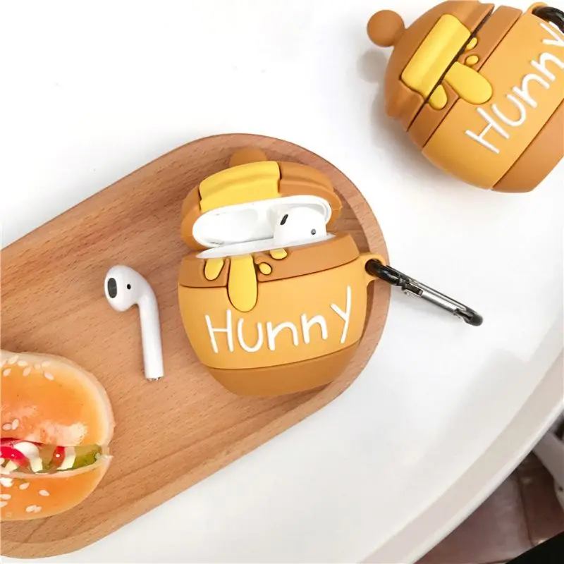 Мёд горшок Защитный чехол силиконовый чехол с карабином для Airpods 1/2