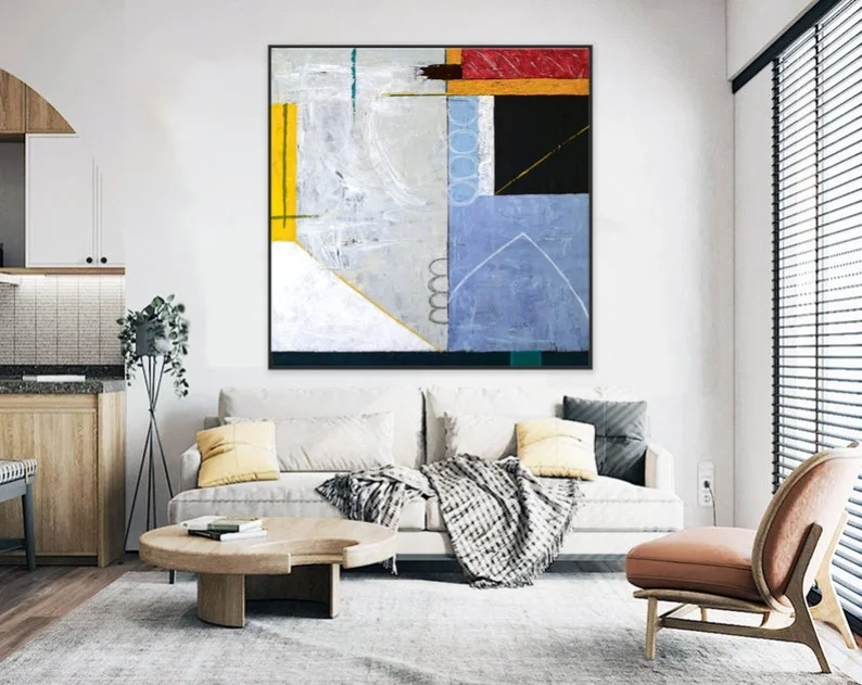 

Настенная картина «Тень», экспресс, архитектурная современная живопись, оригинальная большая акриловая Абстрактная Картина на холсте